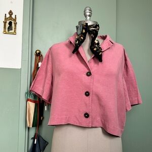 Frank and Oak Pink linen Button-Up Women's Top